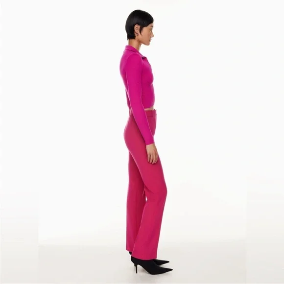 Babaton | S | Sculpt Knit Polo Longsleeve in Fushia - Picture 4 of 7